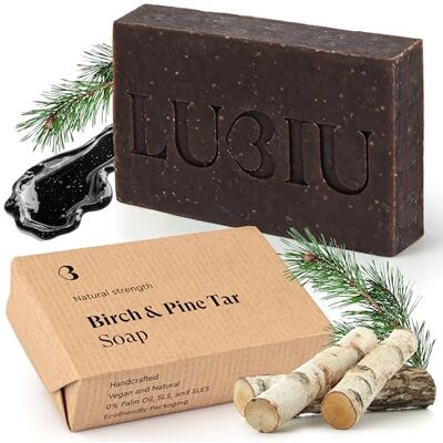 lubiu Teerseife mit Kiefernöl und Birkenteer 100g – Handgemachte Naturseife für unreine Haut 3in1 Feste Duschseife Männer (Körper, Haare & Bart) Feste Seife Männer Befreit von Schmutz & Öl lubiu Teerseife mit Kiefernöl und Birkenteer 100g – Handgemachte Naturseife für unreine Haut 3in1 Feste Duschseife Männer (Körper, Haare & Bart) Feste Seife Männer Befreit von Schmutz & Öl