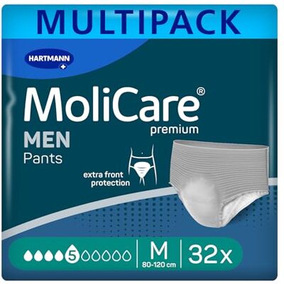 Molicare premium MEN Pants 5 Tropfen Inkontinenzhosen für Männer mit mittlerer Blasenschwäche Diskrete Einweg-Pull-up-Hosen für Erwachsene mit Sofort-Trocken-Gefühl Größe M 4 x 8 Stück Molicare premium MEN Pants 5 Tropfen Inkontinenzhosen für Männer mit mittlerer Blasenschwäche Diskrete Einweg-Pull-up-Hosen für Erwachsene mit Sofort-Trocken-Gefühl Größe M 4 x 8 Stück