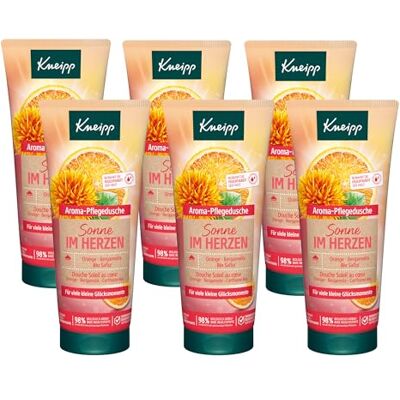 Kneipp Aroma-Pflegedusche Sonne im Herzen Multipack Duschgel mit Orange, Bergamotte & Bio Saflor Rezeptur ohne Mikroplastik 6 x 200ml Kneipp Aroma-Pflegedusche Sonne im Herzen Multipack Duschgel mit Orange, Bergamotte & Bio Saflor Rezeptur ohne Mikroplastik 6 x 200ml