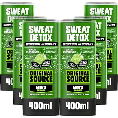 ORIGINAL SOURCE Herren Workout Erholungs-Sweat-Detox-Duschgel, Veganes, Parabenfreies Duschgel für den Körper, 100% natürlicher Duft, Herren Workout, Herren Duschgel, Multipack mit 6 x 400ml ORIGINAL SOURCE Herren Workout Erholungs-Sweat-Detox-Duschgel, Veganes, Parabenfreies Duschgel für den Körper, 100% natürlicher Duft, Herren Workout, Herren Duschgel, Multipack mit 6 x 400ml