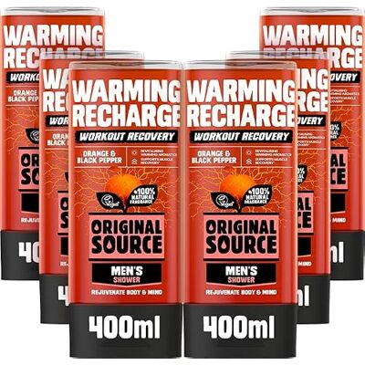 ORIGINAL SOURCE Herren Workout Erholung Erwärmungsaufladung Duschgel, Parabenfreies Duschgel für den Körper, 100% natürlicher Duft, Herren Workout, Herren Duschgel, Multipack 6 x 400ml ORIGINAL SOURCE Herren Workout Erholung Erwärmungsaufladung Duschgel, Parabenfreies Duschgel für den Körper, 100% natürlicher Duft, Herren Workout, Herren Duschgel, Multipack 6 x 400ml