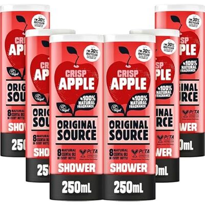 ORIGINAL SOURCE Crisp Apple Duschgel mit 100% natürlichem Duft, veganes Duschgel, parabenfreie Duschwäsche, Multipack mit 6 x 250 ml ORIGINAL SOURCE Crisp Apple Duschgel mit 100% natürlichem Duft, veganes Duschgel, parabenfreie Duschwäsche, Multipack mit 6 x 250 ml