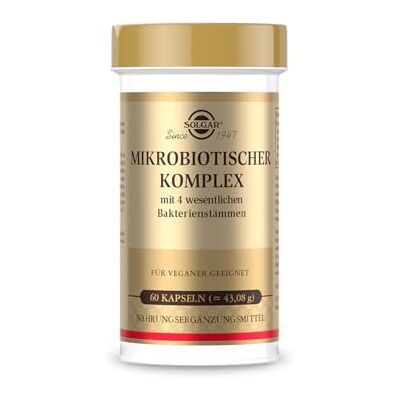 SOLGAR ® MIKROBIOTISCHER KOMPLEX Mit 4 wesentlichen Bakterienstämmen Für das Magen-Darm-System 60 vegane & magensaftresistente Kapseln SOLGAR ® MIKROBIOTISCHER KOMPLEX Mit 4 wesentlichen Bakterienstämmen Für das Magen-Darm-System 60 vegane & magensaftresistente Kapseln