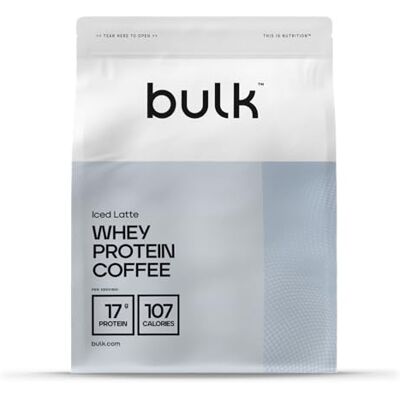 Bulk Molkenprotein Kaffee, Eiskaffee Geschmack, 1 kg, 32 Portionen, 17g Protein pro Portion, echter Kaffee, Proteinshake für Muskelaufbau Bulk Molkenprotein Kaffee, Eiskaffee Geschmack, 1 kg, 32 Portionen, 17g Protein pro Portion, echter Kaffee, Proteinshake für Muskelaufbau