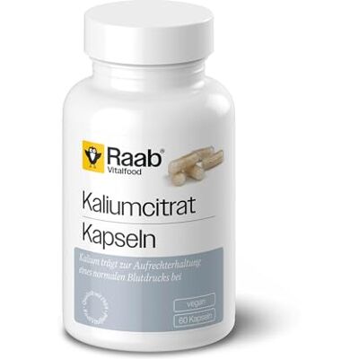 Raab Vitalfood ® Kaliumcitrat Kapseln (60 Stück) Kalium trägt zur Aufrechterhaltung eines normalen Blutdrucks bei, als organische Citratverbindung, nur 2 Kapseln pro Tag, Vegan, ohne Zusätze Raab Vitalfood ® Kaliumcitrat Kapseln (60 Stück) Kalium trägt zur Aufrechterhaltung eines normalen Blutdrucks bei, als organische Citratverbindung, nur 2 Kapseln pro Tag, Vegan, ohne Zusätze