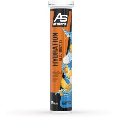All Stars Hydration Electrolytes 20 x Brausetabletten Tropical Mit Magnesium, Kalium, Calcium, Natrium, Vitamin B Komplex & Vitamin C, vegan, zuckerfrei, für Sport und Alltag All Stars Hydration Electrolytes 20 x Brausetabletten Tropical Mit Magnesium, Kalium, Calcium, Natrium, Vitamin B Komplex & Vitamin C, vegan, zuckerfrei, für Sport und Alltag