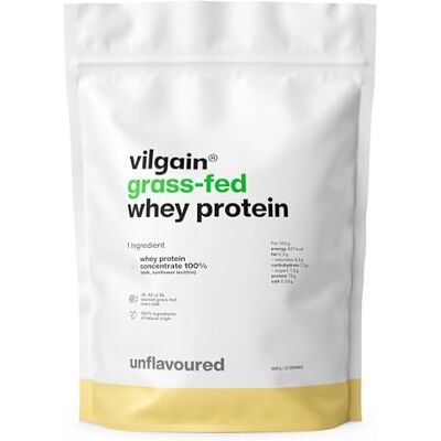 Vilgain Grass Fed Whey Protein Weidemilch Eiweißpulver 1kg Neutral 78% Eiweißgehalt, BCAAs & Leucin, ungesüßt, ohne Sucralose, 100% Molkenproteinkonzentrat, vegetarisch, zuckerarm Vilgain Grass Fed Whey Protein Weidemilch Eiweißpulver 1kg Neutral 78% Eiweißgehalt, BCAAs & Leucin, ungesüßt, ohne Sucralose, 100% Molkenproteinkonzentrat, vegetarisch, zuckerarm