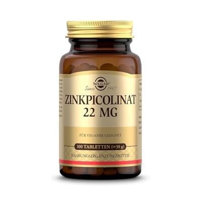 SOLGAR ® Zinkpicolinat Hohe Bioverfügbarkeit durch organische Verbindung Für Immunsystem & Haut, Haare, Nägel 100 vegane Tabletten SOLGAR ® Zinkpicolinat Hohe Bioverfügbarkeit durch organische Verbindung Für Immunsystem & Haut, Haare, Nägel 100 vegane Tabletten
