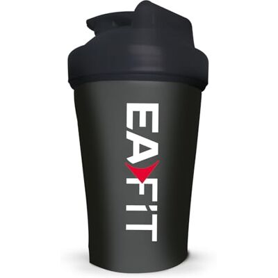 Eafit Protein-Shaker, 400 ml, schwarz, transparent, mit Graduierung, BPA-frei, mit Mixer aus Stahl, für Whey Protein, Creatin, Pre Workout – tragbarer Fitness-Shaker gegen Verlust für Sport und Eafit Protein-Shaker, 400 ml, schwarz, transparent, mit Graduierung, BPA-frei, mit Mixer aus Stahl, für Whey Protein, Creatin, Pre Workout – tragbarer Fitness-Shaker gegen Verlust für Sport und