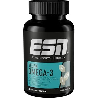 ESN Omega-3 Vegan, 120 Vegane Kapseln Hochdosiertes Algenöl, 216 mg EPA & 432 mg DHA pro Portion ESN Omega-3 Vegan, 120 Vegane Kapseln Hochdosiertes Algenöl, 216 mg EPA & 432 mg DHA pro Portion