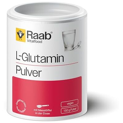 Raab Vitalfood ® L-Glutamin Pulver (150 g) ohne Zusätze, hochrein aus Fermentation, mit Meßlöffel für perfekte Dosierung, nur 9 g Glutamin Pulver pro Tag, Vegan Raab Vitalfood ® L-Glutamin Pulver (150 g) ohne Zusätze, hochrein aus Fermentation, mit Meßlöffel für perfekte Dosierung, nur 9 g Glutamin Pulver pro Tag, Vegan