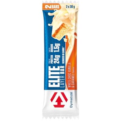 Dymatize Elite Layer Bar White Choc Vanilla & Caramel 18x(2x30g) High Protein Low Sugar Riegel Dymatize Elite Layer Bar White Choc Vanilla & Caramel 18x(2x30g) High Protein Low Sugar Riegel
