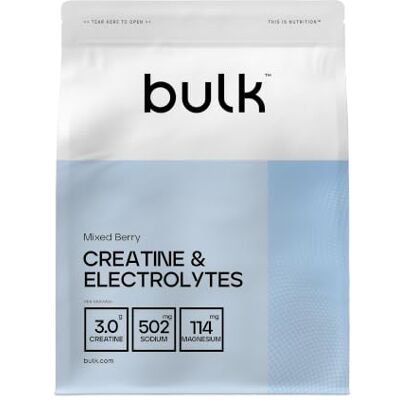 BULK POWDERS Bulk Kreatin- & Elektrolytpulver, Gemischte Beeren, 300 g 3 g Kreatin, Essenzielle Elektrolyte & Vitamine, Steigert Energie, Hydration & Leistung, Ideal für HIIT, Fitnessstudio BULK POWDERS Bulk Kreatin- & Elektrolytpulver, Gemischte Beeren, 300 g 3 g Kreatin, Essenzielle Elektrolyte & Vitamine, Steigert Energie, Hydration & Leistung, Ideal für HIIT, Fitnessstudio