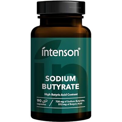 Intenson Natriumbutyrat, 720 mg pro Tagesportion, hoher Gehalt an Buttersäure, 90 vegane Kapseln, 45-Tage-Vorrat, saubere Formel, ohne unnötige Zusätze Intenson Natriumbutyrat, 720 mg pro Tagesportion, hoher Gehalt an Buttersäure, 90 vegane Kapseln, 45-Tage-Vorrat, saubere Formel, ohne unnötige Zusätze