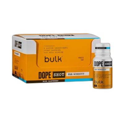 BULK POWDERS Bulk Dope Shots, Blue Raspberry, 12 x 60ml Trinkfläschchen für unterwegs Pre-Workout Drink, Hochdosiertes 200mg Koffein & 3.2g Beta-Alanin, Unterstützt Energie & Fokus fürs Fitnessstudio BULK POWDERS Bulk Dope Shots, Blue Raspberry, 12 x 60ml Trinkfläschchen für unterwegs Pre-Workout Drink, Hochdosiertes 200mg Koffein & 3.2g Beta-Alanin, Unterstützt Energie & Fokus fürs Fitnessstudio