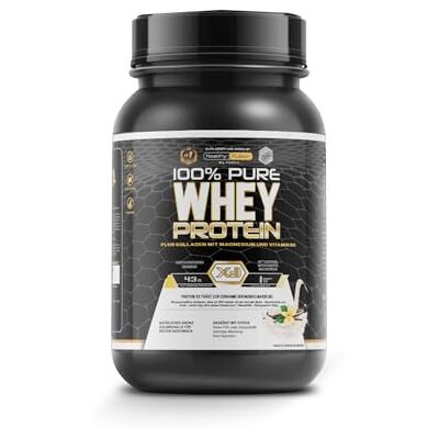 Healthy Fusion Whey Protein 100% reines Whey Protein mit Kollagen, Magnesium & Vitamin B6 43 g Protein + 9,4 g BCAA pro Portion Für Muskelaufbau, schnellere Regeneration Vanille 1 kg Healthy Fusion Whey Protein 100% reines Whey Protein mit Kollagen, Magnesium & Vitamin B6 43 g Protein + 9,4 g BCAA pro Portion Für Muskelaufbau, schnellere Regeneration Vanille 1 kg