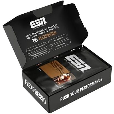 ESN Flexpresso Protein Coffee, Taster Box, 5 x 30g, Proteinpulver mit Kaffee, Protein-Kaffee mit bis zu 22g Eiweiß je Portion made in Germany ESN Flexpresso Protein Coffee, Taster Box, 5 x 30g, Proteinpulver mit Kaffee, Protein-Kaffee mit bis zu 22g Eiweiß je Portion made in Germany
