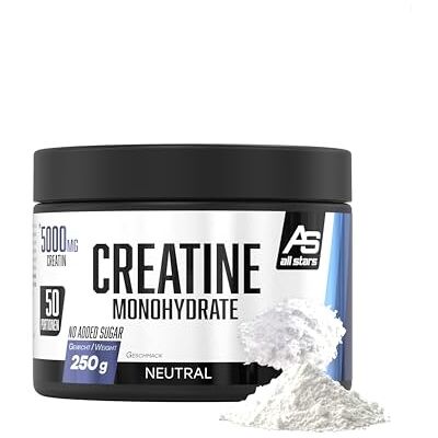All Stars Creatin Monohydrat Pulver hochdosiert 250g vegan 100% Creatin Monohydrat 5000mg pro Tagesration, Ohne Zuckerzusatz und künstliche Zusatzstoffe, Laktose- & glutenfrei All Stars Creatin Monohydrat Pulver hochdosiert 250g vegan 100% Creatin Monohydrat 5000mg pro Tagesration, Ohne Zuckerzusatz und künstliche Zusatzstoffe, Laktose- & glutenfrei