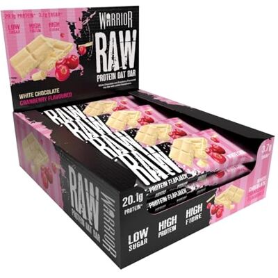 Warrior Raw Proteinriegel 12 x 75 g – Ballaststoffreicher Haferriegel mit Protein, High Protein Snack ohne Zucker, Natürlicher Haferflocken Riegel mit Präbiotika – Weiße Schokolade Warrior Raw Proteinriegel 12 x 75 g – Ballaststoffreicher Haferriegel mit Protein, High Protein Snack ohne Zucker, Natürlicher Haferflocken Riegel mit Präbiotika – Weiße Schokolade