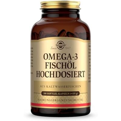 SOLGAR ® Omega-3 Fischöl hochdosiert Kaltwasser-Fischöl mit EPA und DHA Mehrfach ungesättigte Fettsäuren mit 1764 mg Omega-3-Fettsäuren pro Tagesdosis 100 Softgel-Kapseln SOLGAR ® Omega-3 Fischöl hochdosiert Kaltwasser-Fischöl mit EPA und DHA Mehrfach ungesättigte Fettsäuren mit 1764 mg Omega-3-Fettsäuren pro Tagesdosis 100 Softgel-Kapseln