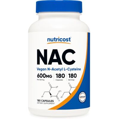 Nutricost N-Acetyl L-Cysteine (NAC) 600mg, 180 Capsules Non-GMO, Gluten Free Nutricost N-Acetyl L-Cysteine (NAC) 600mg, 180 Capsules Non-GMO, Gluten Free
