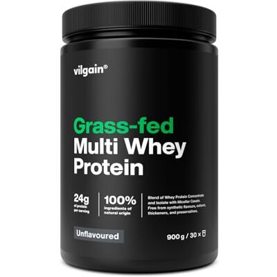 Vilgain Grass-Fed Multi Whey Protein Geschmacksneutral 900g Mehrkomponenten Eiweißpulver Aus Weidehaltung, Isolat, Konzentrat, Casein, Mit Enzymen Und Probiotika, Ohne Zuckerzusatz Vilgain Grass-Fed Multi Whey Protein Geschmacksneutral 900g Mehrkomponenten Eiweißpulver Aus Weidehaltung, Isolat, Konzentrat, Casein, Mit Enzymen Und Probiotika, Ohne Zuckerzusatz