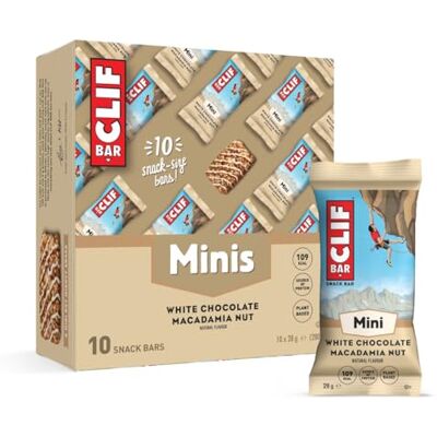 CLIF Bar Minis Snackriegel White Chocolate Macadamia Nut mit 4g pflanzlichem Eiweiß Snack für unterwegs 10 x 28 g CLIF Bar Minis Snackriegel White Chocolate Macadamia Nut mit 4g pflanzlichem Eiweiß Snack für unterwegs 10 x 28 g