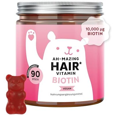 Bears with Benefits Gummibärchen Biotin 10.000µg Für Haare 90 Stück Ah-Mazing Hair Biotin mit Zink, Vitamin B6, C & E sowie Jod Vorrat für 3 Monate Vegan Bears with Benefits Gummibärchen Biotin 10.000µg Für Haare 90 Stück Ah-Mazing Hair Biotin mit Zink, Vitamin B6, C & E sowie Jod Vorrat für 3 Monate Vegan