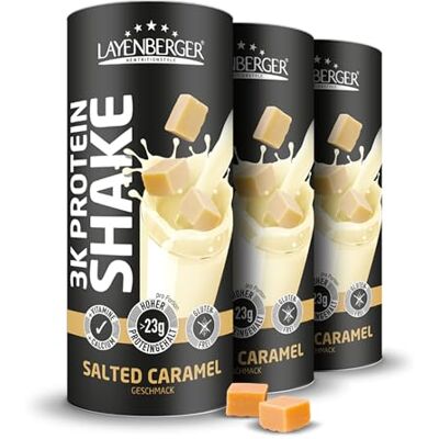 Layenberger 3K Protein Shake 77% Eiweiß und nur 5,7% Kohlenhydrate bei 11,5 g Zucker, (3x 360 g) Salted Caramel Layenberger 3K Protein Shake 77% Eiweiß und nur 5,7% Kohlenhydrate bei 11,5 g Zucker, (3x 360 g) Salted Caramel