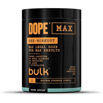 Bulk Dope Max Pre-Workout Pulver 563 g 25 Portionen 200 mg Koffein 5 g Beta-Alanin 3 g Kreatin AAKG & Citrullin Mit Himalaya-Kristallsalz aus Punjab, Pakistan Saurer Apfel Bulk Dope Max Pre-Workout Pulver 563 g 25 Portionen 200 mg Koffein 5 g Beta-Alanin 3 g Kreatin AAKG & Citrullin Mit Himalaya-Kristallsalz aus Punjab, Pakistan Saurer Apfel