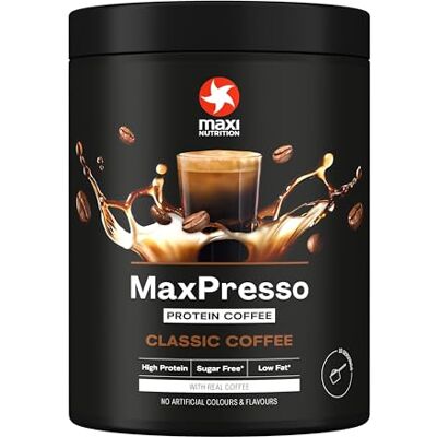 MaxiNutrition MaxPresso Coffee Classic 300g, Protein Kaffee, Whey Coffee Pulver, 21g Eiweiß pro Portion, Zuckerfrei & fettarm, Warm & kalt genießbar MaxiNutrition MaxPresso Coffee Classic 300g, Protein Kaffee, Whey Coffee Pulver, 21g Eiweiß pro Portion, Zuckerfrei & fettarm, Warm & kalt genießbar