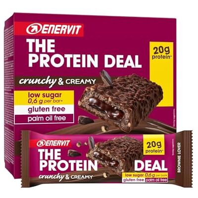 ENERVIT The Protein Deal Brownie Lover – Proteinriegel, Zartbitterschokoladengeschmack, weiche Brownie-Füllung, 20 g Protein, 0,6 g Zucker, köstlicher Snack, Glutenfrei, 12 Riegel à 55 g ENERVIT The Protein Deal Brownie Lover – Proteinriegel, Zartbitterschokoladengeschmack, weiche Brownie-Füllung, 20 g Protein, 0,6 g Zucker, köstlicher Snack, Glutenfrei, 12 Riegel à 55 g