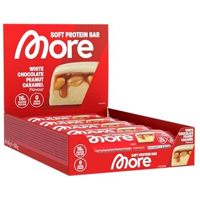 MORE NUTRITION MORE Protein Bar, 10er Box, White Chocolate Peanut Caramel, Protein Riegel ohne Zuckerzusatz (Design kann variieren) MORE NUTRITION MORE Protein Bar, 10er Box, White Chocolate Peanut Caramel, Protein Riegel ohne Zuckerzusatz (Design kann variieren)