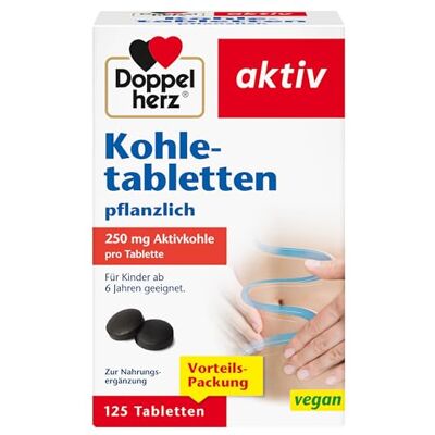 Doppelherz Kohletabletten pflanzlich Aktivkohle trägt zur Verringerung übermäßiger Blähungen nach dem Essen bei 125 Tabletten Doppelherz Kohletabletten pflanzlich Aktivkohle trägt zur Verringerung übermäßiger Blähungen nach dem Essen bei 125 Tabletten