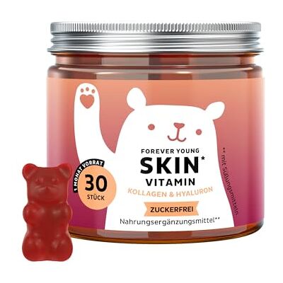 Bears with Benefits Gummibärchen Kollagen Anti-Aging & Haut 30 Stück Forever Young Skin Kollagenpeptide, Hyaluronsäure, Vitamin C, E, Coenzym Q10 Vorrat für 1 Monat Zuckerfrei Bears with Benefits Gummibärchen Kollagen Anti-Aging & Haut 30 Stück Forever Young Skin Kollagenpeptide, Hyaluronsäure, Vitamin C, E, Coenzym Q10 Vorrat für 1 Monat Zuckerfrei