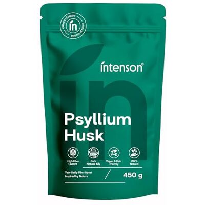 Intenson Flohsamenschalen, 450 g, Ballaststoffreich, 100 % Natürlich, Vegan und Keto-geeignet, Glutenfrei, Ohne Zusatzstoffe, Gentechnikfrei Intenson Flohsamenschalen, 450 g, Ballaststoffreich, 100 % Natürlich, Vegan und Keto-geeignet, Glutenfrei, Ohne Zusatzstoffe, Gentechnikfrei