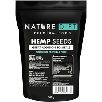 Nature Diet Hanfsamen 500 g Geschält Reich an Protein & Ballaststoffen Vegan, Glutenfrei & Laktosefrei Ideal für Keto, Smoothies & Backen Nature Diet Hanfsamen 500 g Geschält Reich an Protein & Ballaststoffen Vegan, Glutenfrei & Laktosefrei Ideal für Keto, Smoothies & Backen