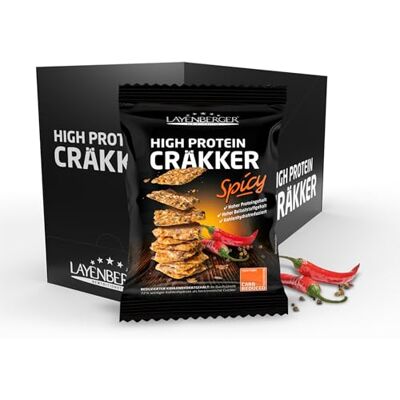 Layenberger High Protein Cräkker Spicy (8x75 g) Snacks mit viel Eiweiß und wenig Kohlenhydraten, insgesamt 600 g Layenberger High Protein Cräkker Spicy (8x75 g) Snacks mit viel Eiweiß und wenig Kohlenhydraten, insgesamt 600 g