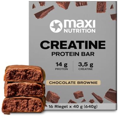 MaxiNutrition Kreatin Bar Schoko Brownie 16 Riegel mit 3,5 g Kreatin Creatin Riegel perfekt für unterwegs 14 g Protein pro Riegel MaxiNutrition Kreatin Bar Schoko Brownie 16 Riegel mit 3,5 g Kreatin Creatin Riegel perfekt für unterwegs 14 g Protein pro Riegel