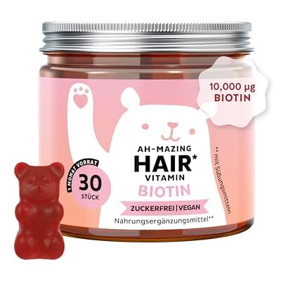 Bears with Benefits Gummibärchen Biotin 10.000µg Für Haare 30 Stück Ah-Mazing Hair Biotin mit Zink, Vitamin B6, C & E sowie Jod Vorrat für 1 Monat Zuckerfrei, Vegan Bears with Benefits Gummibärchen Biotin 10.000µg Für Haare 30 Stück Ah-Mazing Hair Biotin mit Zink, Vitamin B6, C & E sowie Jod Vorrat für 1 Monat Zuckerfrei, Vegan