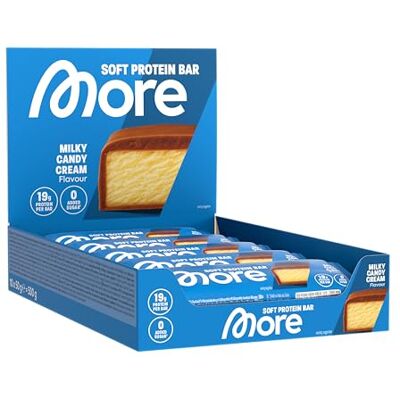 MORE NUTRITION MORE Soft Protein Bar, 10er Box, 10 x 50 g, Milky Candy Cream, Protein Riegel ohne Zuckerzusatz (Design kann variieren) MORE NUTRITION MORE Soft Protein Bar, 10er Box, 10 x 50 g, Milky Candy Cream, Protein Riegel ohne Zuckerzusatz (Design kann variieren)