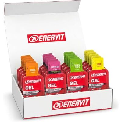 ENERVIT Energy Gel – Energiegele mit Vitaminen, 20 g Kohlenhydrate pro Gel, hohe Energiedichte, für Ausdauersport, Vegan, Glutenfrei, gemischte Packung mit 20 Gels, 25 ml pro Packung ENERVIT Energy Gel – Energiegele mit Vitaminen, 20 g Kohlenhydrate pro Gel, hohe Energiedichte, für Ausdauersport, Vegan, Glutenfrei, gemischte Packung mit 20 Gels, 25 ml pro Packung