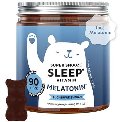 Bears with Benefits Gummibärchen Melatonin 1mg Schlaf 90 Stücks Super Snooze Sleep Vitamin Melatonin, Vitamin B6 Vorrat für 3 Monate Zuckerfrei, Vegan Bears with Benefits Gummibärchen Melatonin 1mg Schlaf 90 Stücks Super Snooze Sleep Vitamin Melatonin, Vitamin B6 Vorrat für 3 Monate Zuckerfrei, Vegan