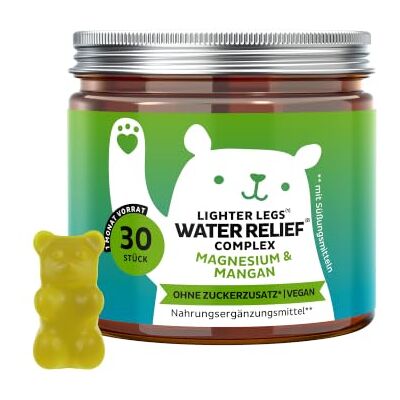 Bears with Benefits Gummibärchen Magnesium Entwässerung 30 Stück Water Relief Complex Magnesium, Mangan, Vitamin C mit Pflanzenextrakten Vorrat für 1 Monat Ohne Zuckerzusatz, Vegan Bears with Benefits Gummibärchen Magnesium Entwässerung 30 Stück Water Relief Complex Magnesium, Mangan, Vitamin C mit Pflanzenextrakten Vorrat für 1 Monat Ohne Zuckerzusatz, Vegan