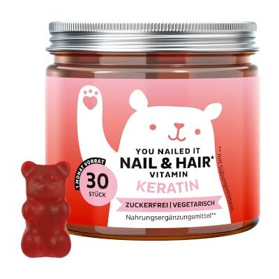 Bears with Benefits Gummibärchen Keratin Haare & Nägel 30 Stück You Nailed It Nail & Hair Keratinhydrolysat, Biotin, Vitamin C, E, Zink Vorrat für 1 Monat Zuckerfrei, Vegetarisch Bears with Benefits Gummibärchen Keratin Haare & Nägel 30 Stück You Nailed It Nail & Hair Keratinhydrolysat, Biotin, Vitamin C, E, Zink Vorrat für 1 Monat Zuckerfrei, Vegetarisch