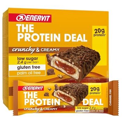 ENERVIT The Protein Deal Caramel Fun – Proteinriegel, Milchschokoladengeschmack, weiche Karamellfüllung, 20 g Protein, 2,4 g Zucker, süßer und gesunder Snack, Glutenfrei, 12 Riegel à 55 g ENERVIT The Protein Deal Caramel Fun – Proteinriegel, Milchschokoladengeschmack, weiche Karamellfüllung, 20 g Protein, 2,4 g Zucker, süßer und gesunder Snack, Glutenfrei, 12 Riegel à 55 g