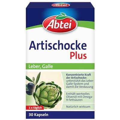 Abtei Artischocke Plus Kapseln zur Unterstützung des Leber-Galle-Systems und der Verdauung, 30 Stück Abtei Artischocke Plus Kapseln zur Unterstützung des Leber-Galle-Systems und der Verdauung, 30 Stück
