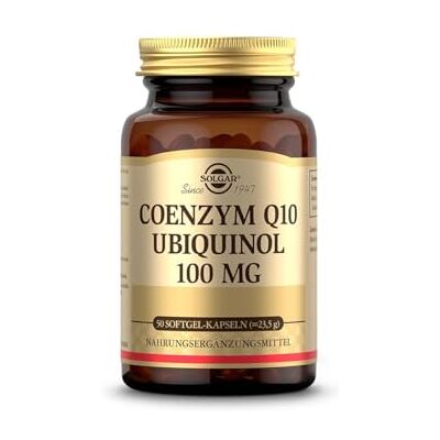SOLGAR ® Coenzym Q10 Ubiquinol 100 mg pro Tagesportion Hohe Bioverfügbarkeit Aus natürlichem Olivenöl Nicht-oxidierte Form des Coenzyms Q10 50 Softgel-Kapseln für 50 Tage SOLGAR ® Coenzym Q10 Ubiquinol 100 mg pro Tagesportion Hohe Bioverfügbarkeit Aus natürlichem Olivenöl Nicht-oxidierte Form des Coenzyms Q10 50 Softgel-Kapseln für 50 Tage