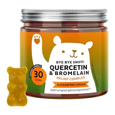 Bears with Benefits Gummibärchen Quercetin Immunsystem 30 Stück Bye Bye Sniff Relief – Quercetin und Bromelain, Vitamin C, Zink Vorrat für 1 Monat Zuckerfrei, Vegan Bears with Benefits Gummibärchen Quercetin Immunsystem 30 Stück Bye Bye Sniff Relief – Quercetin und Bromelain, Vitamin C, Zink Vorrat für 1 Monat Zuckerfrei, Vegan