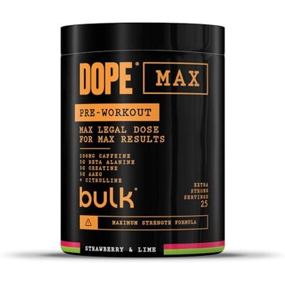 Bulk Dope Max Pre-Workout Pulver 563 g 25 Portionen 200 mg Koffein 5 g Beta-Alanin 3 g Kreatin AAKG & Citrullin Mit Himalaya-Kristallsalz aus Punjab, Pakistan Erdbeere Limette Bulk Dope Max Pre-Workout Pulver 563 g 25 Portionen 200 mg Koffein 5 g Beta-Alanin 3 g Kreatin AAKG & Citrullin Mit Himalaya-Kristallsalz aus Punjab, Pakistan Erdbeere Limette